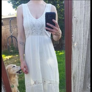 Peasant boho white gauzey dress